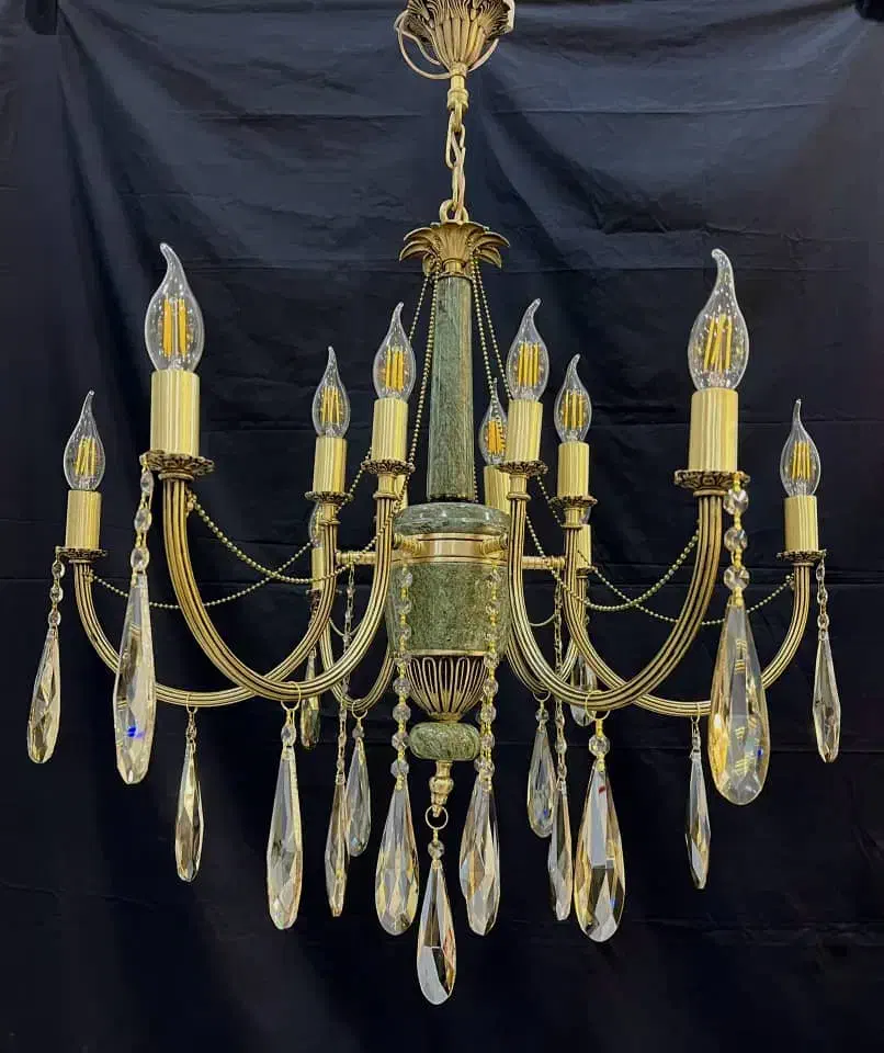 لوستراسکای تنه سنگی نمین شاخه یو۱۵+۱سرپیچeh12kبرنج|لوستر و چراغ آویز|تهران, نعمت‌آباد|دیوار