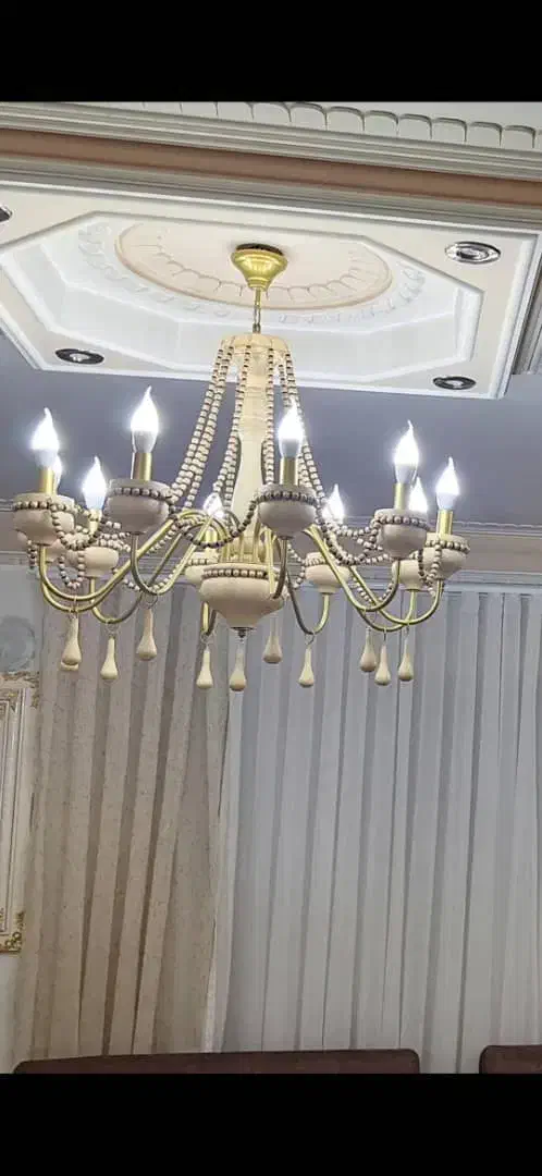 لوستر چوبی ۱۰ شاخه|لوستر و چراغ آویز|سنندج, |دیوار