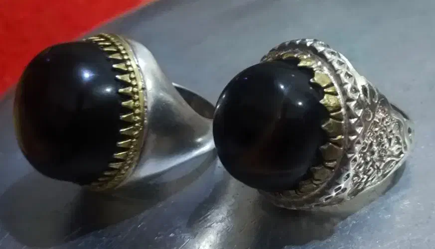 جهارتا انگشتر نقره عقیق یمنی سیاه|جواهرات|اهواز, عین ۲|دیوار