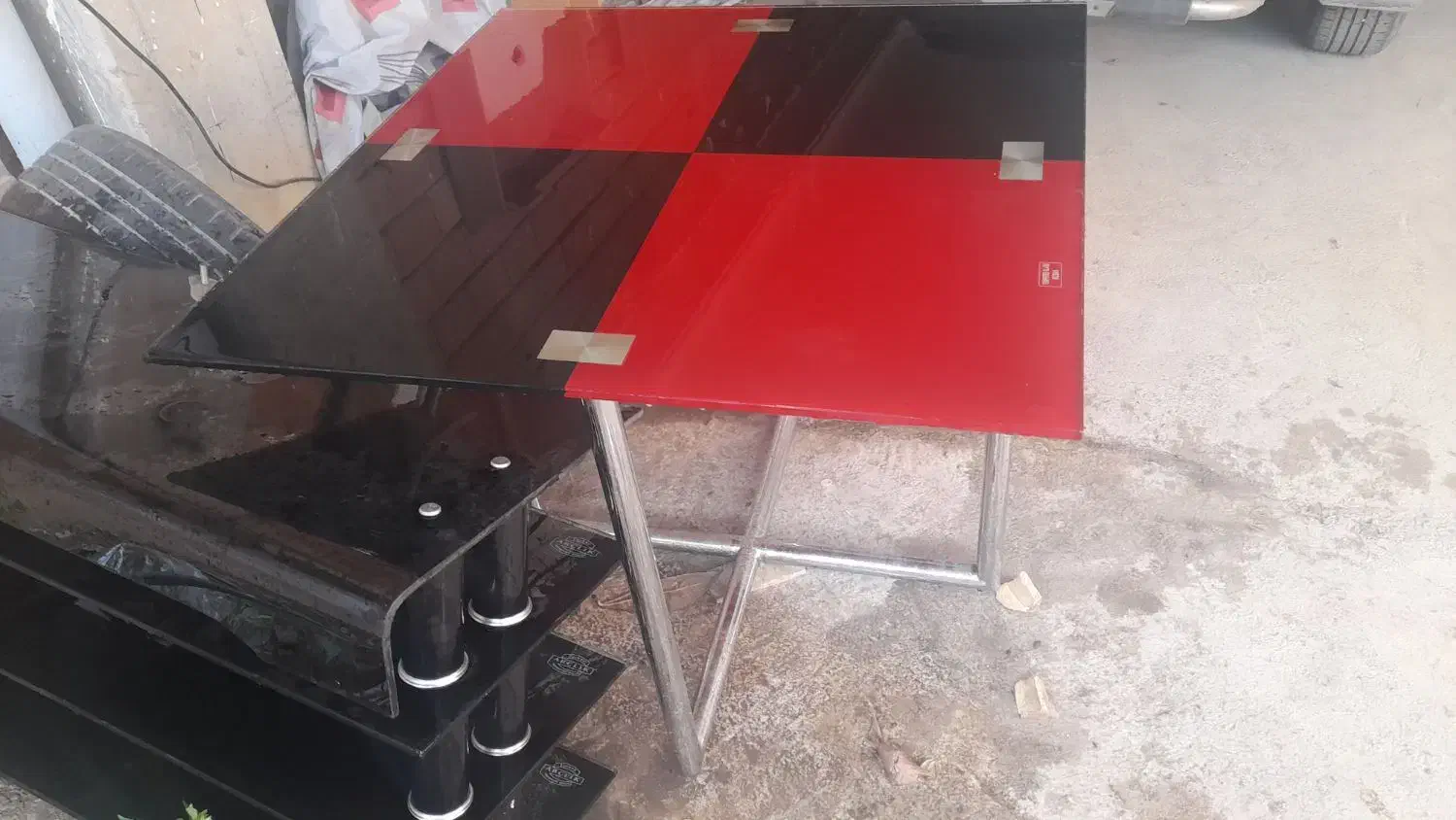 میز استیل شیشه ایی .ومیز تلویزیون شیشه ایی|میز و صندلی غذاخوری|گرگان, |دیوار