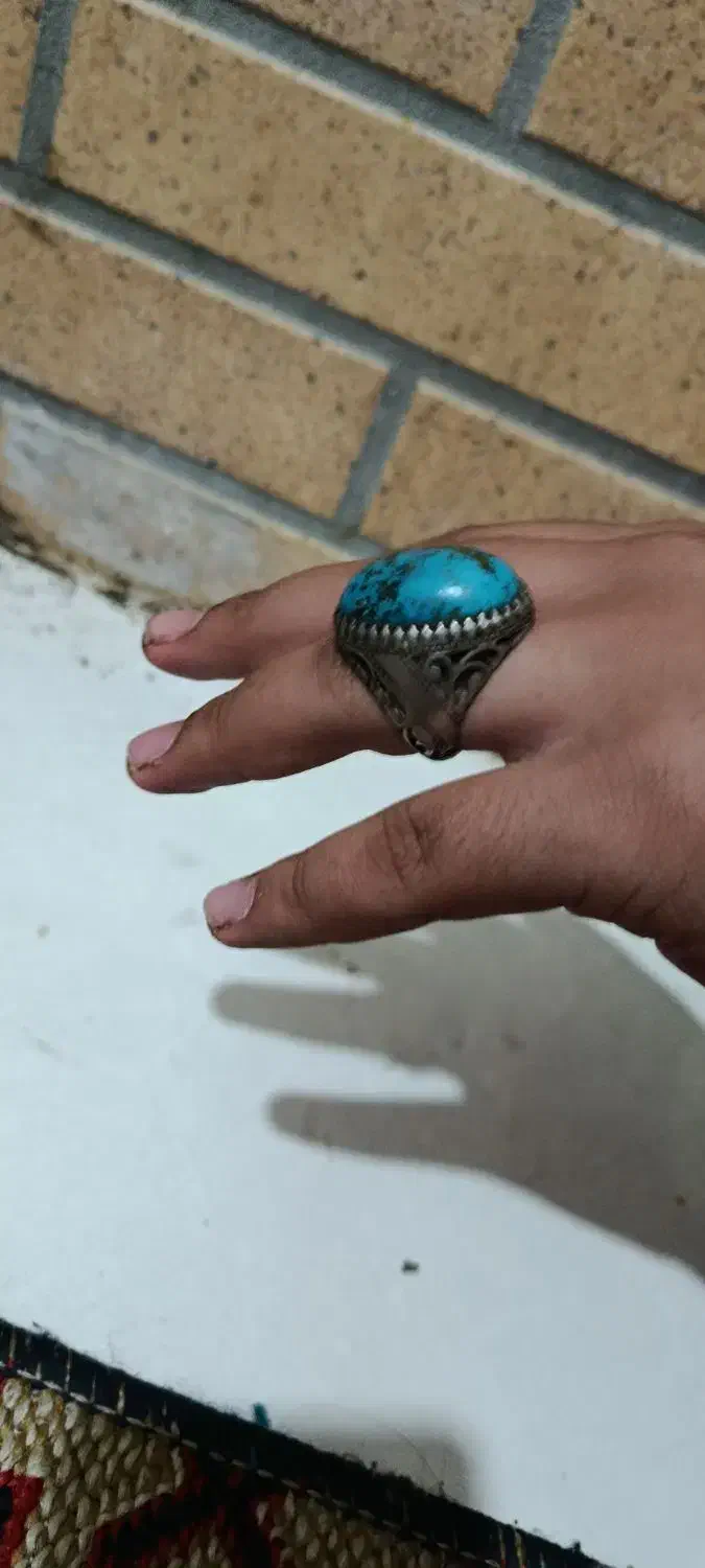 انگشتر فیروزه قدیمی رکاب نقره|جواهرات|لاهیجان, بازکیاگوراب|دیوار