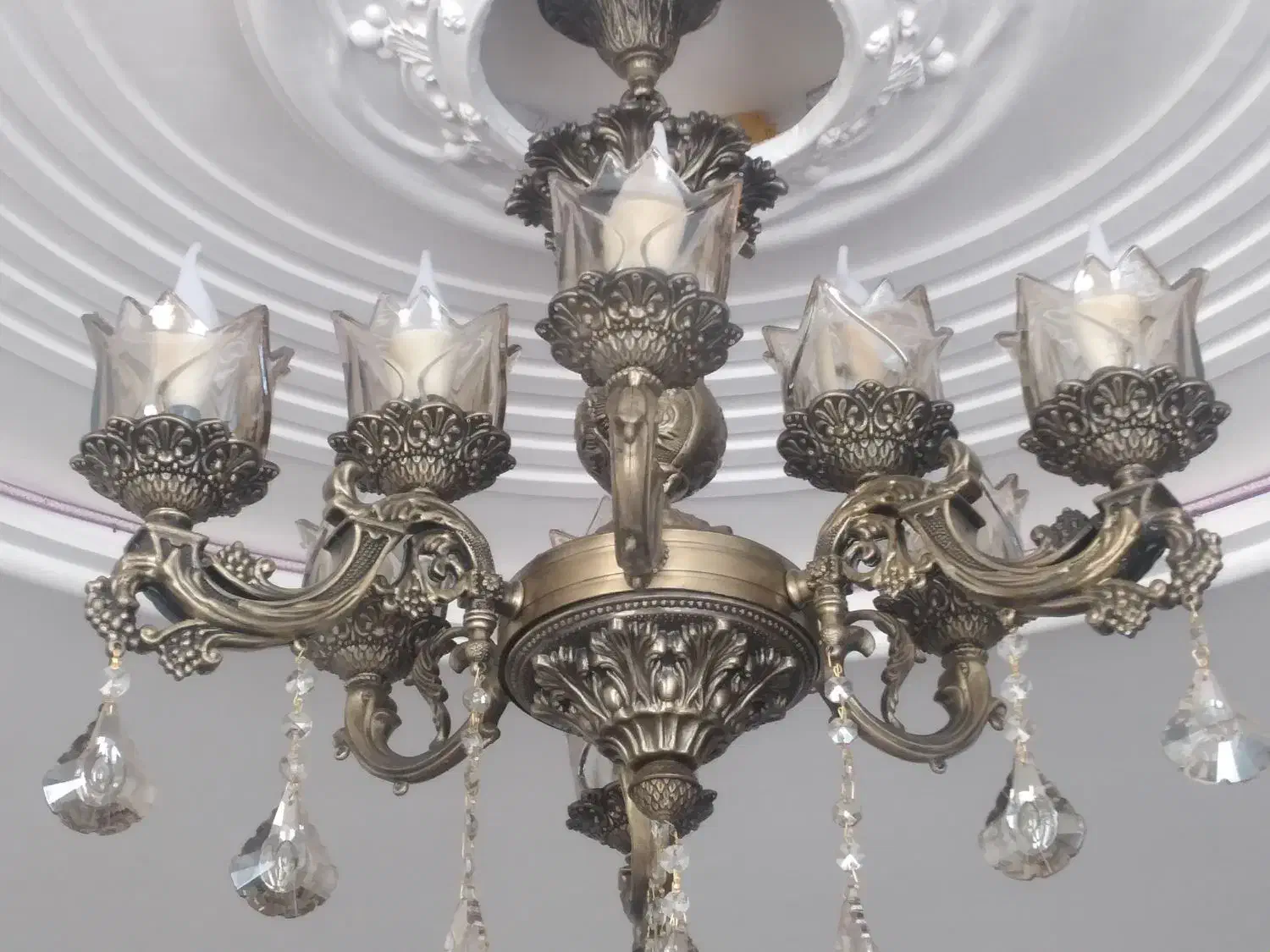 لوستر آنتیک۹شعله|لوستر و چراغ آویز|زرند, |دیوار