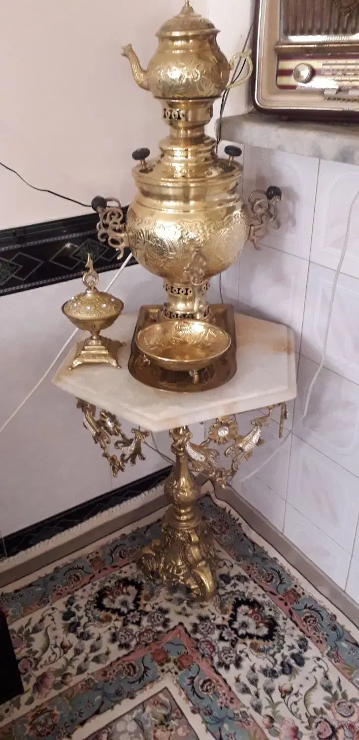 سماورذغالی برنج بدون میززیرش|کلکسیون اشیاء عتیقه|بروجرد, |دیوار