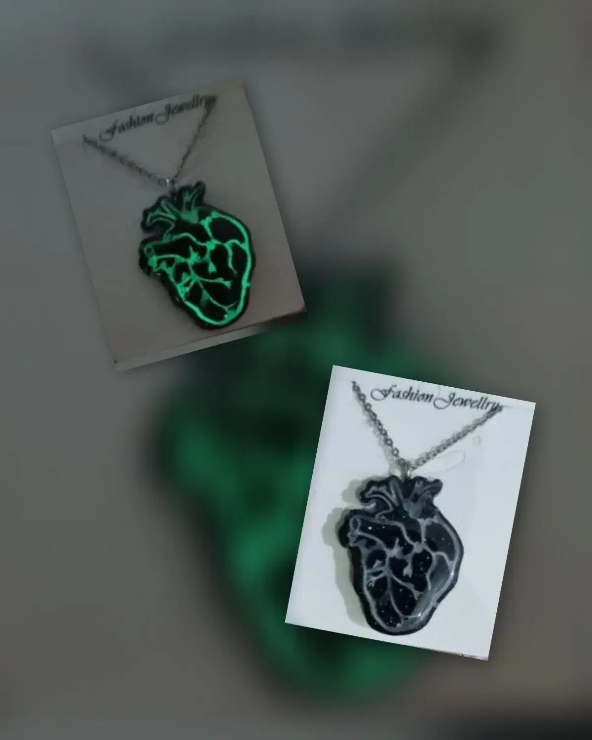 گردنبند قلب  با رگه های شب تاب اناتومی|بدلیجات|ماهان, |دیوار