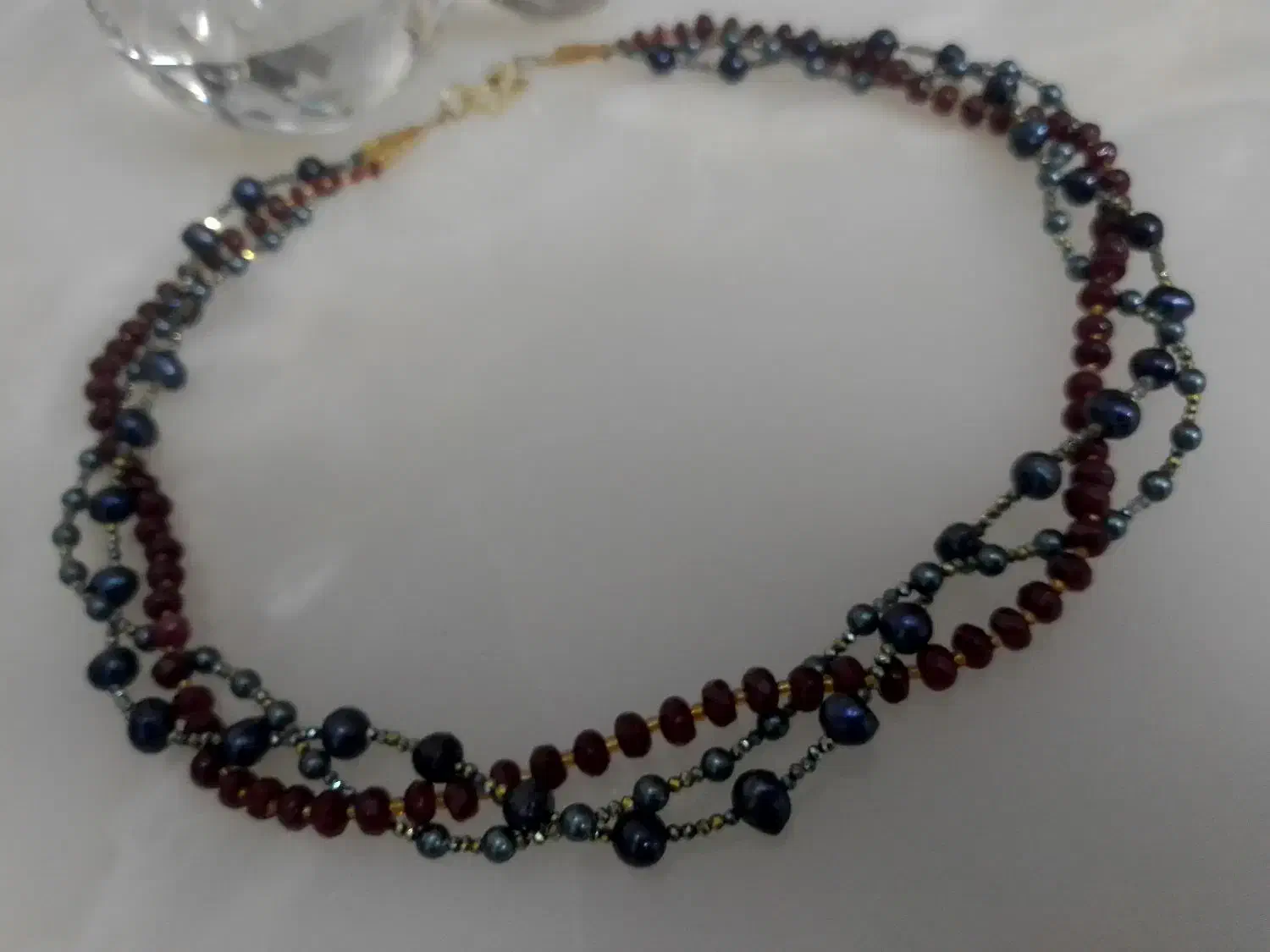 سینه ریز مروارید پرورشی سرمه ای وعقیق هندی|جواهرات|تهران, حکیمیه|دیوار