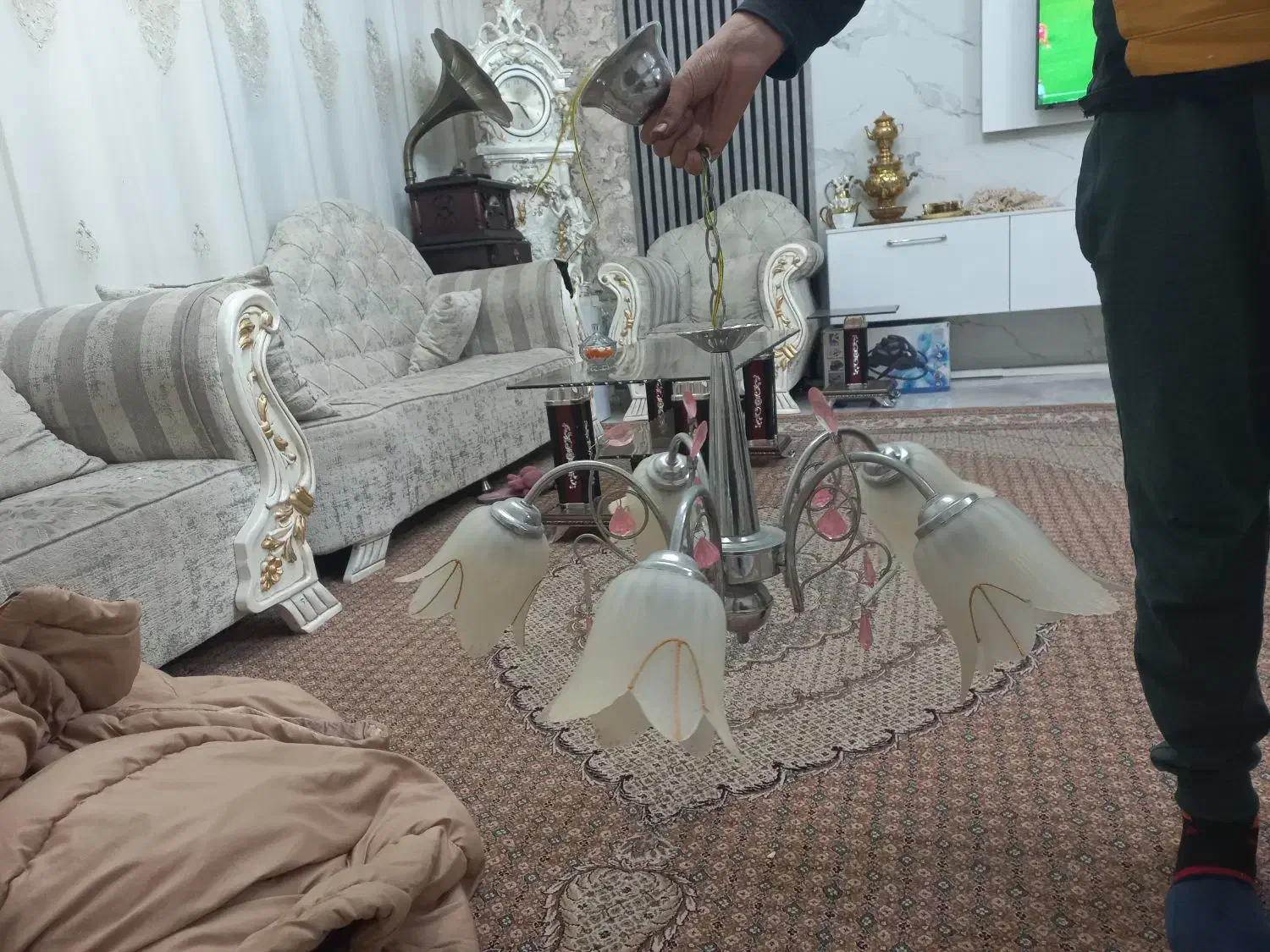 لوستر استیل ۵شاخه|لوستر و چراغ آویز|اردبیل, |دیوار