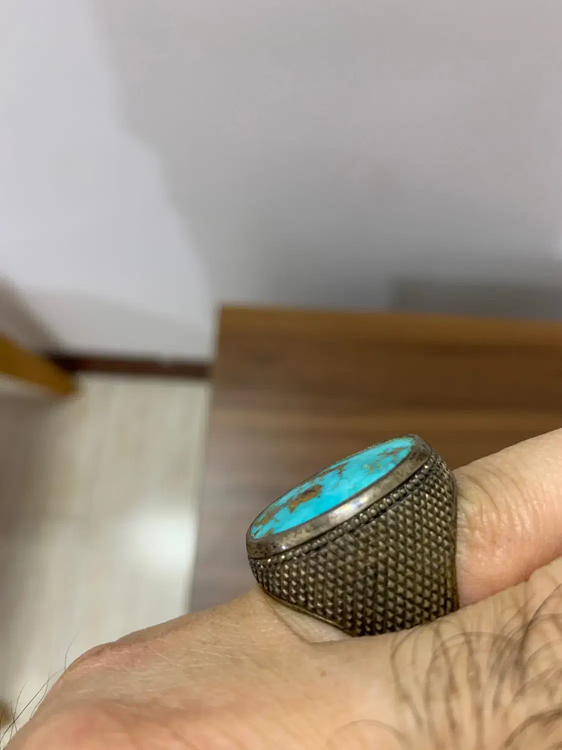 انگشتره نقره فیروزه نیشابور|جواهرات|آمل, |دیوار