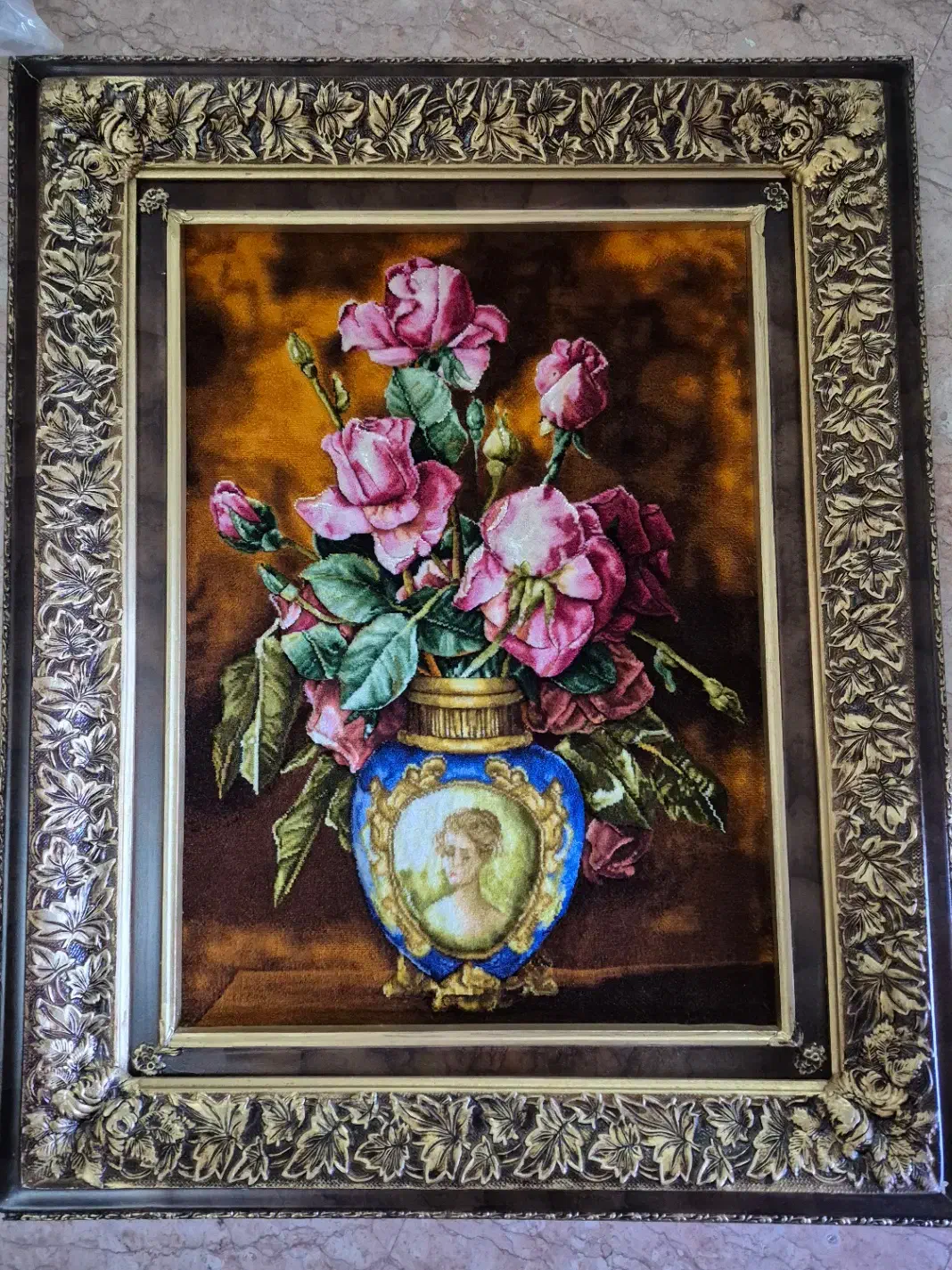 تابلو فرش گل دستباف ۶۲×۷۵|تابلو فرش|اصفهان, آبشار|دیوار