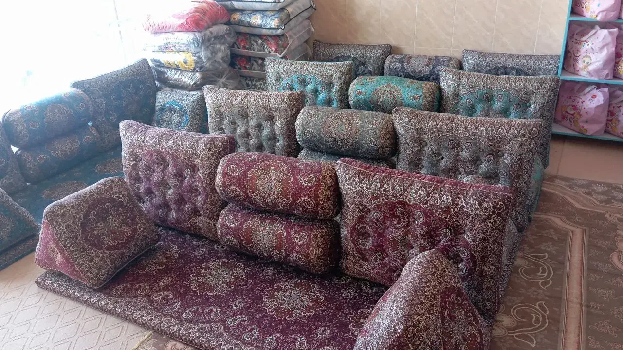 شاه نشین هفت تکه و پنج تکه سنتی ترمه|پشتی|یزد, |دیوار