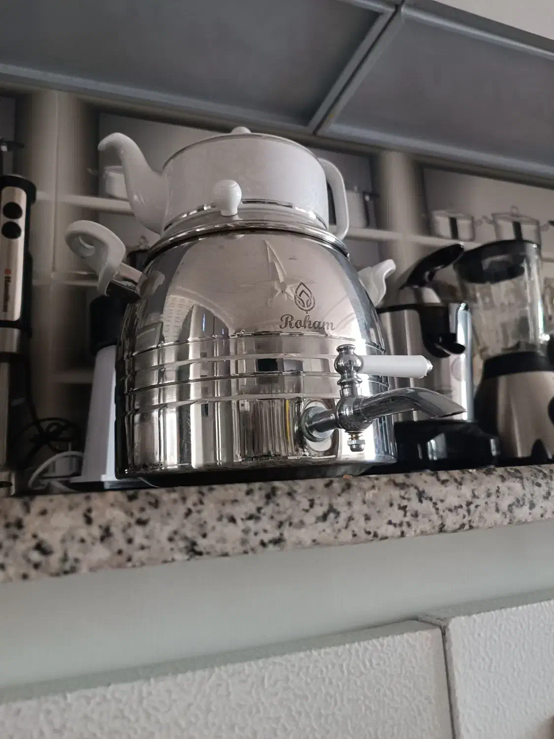 سماور و قوری|قوری، کتری، قهوه‌ساز دستی|بیضا, |دیوار