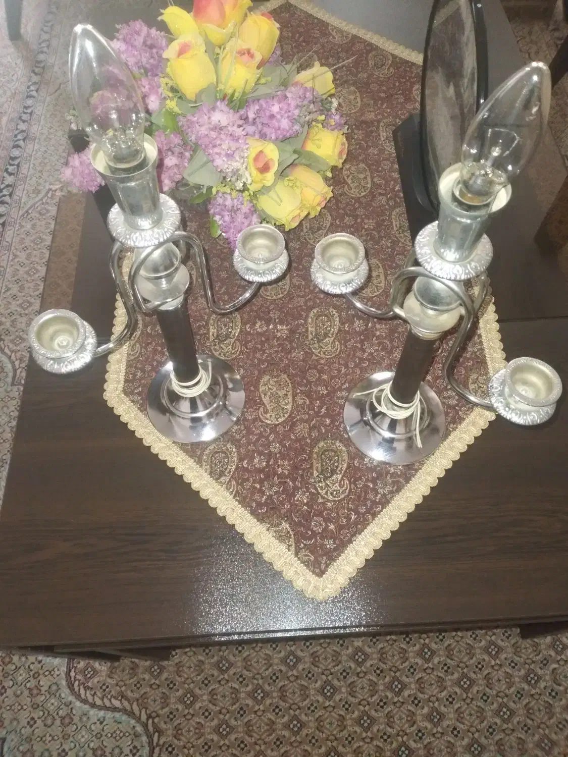 دوعدد شمعدانی بالامپ شمعی|صنایع دستی و سایر لوازم تزئینی|رامجین, |دیوار