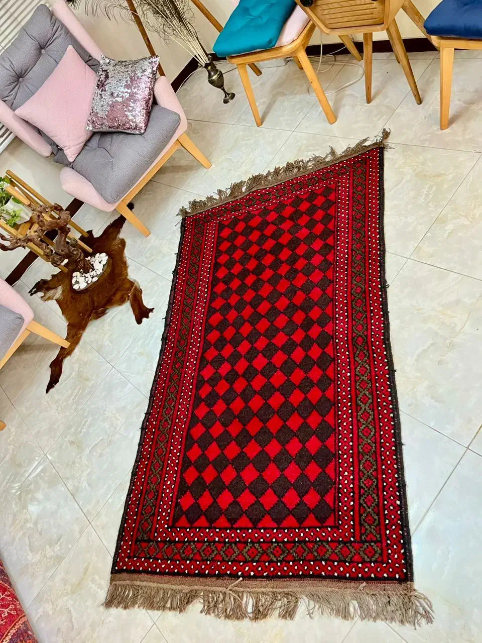 دو متری دستبافت فرش لاکی قالیچه ترکمن|فرش|تهران, هفت حوض|دیوار