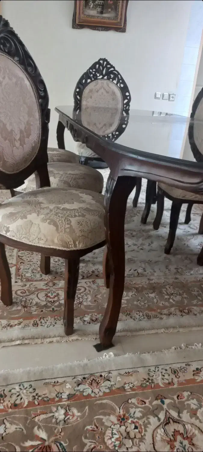 میز غذا خوری چوبی سالم|میز و صندلی غذاخوری|خسروشاه, |دیوار