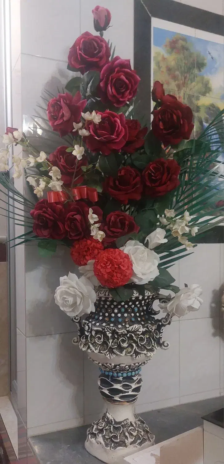 گل با گلدان|گل مصنوعی|مرند, |دیوار