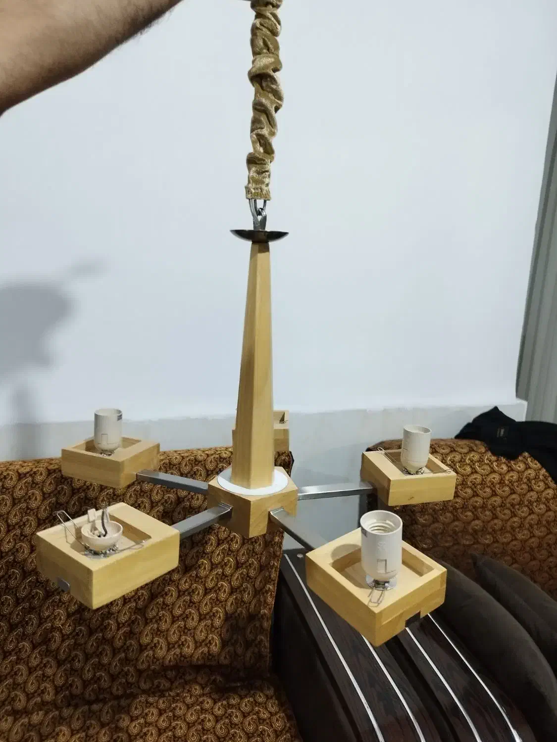 لوستر چوبی فروش فوری|لوستر و چراغ آویز|زنجان, |دیوار