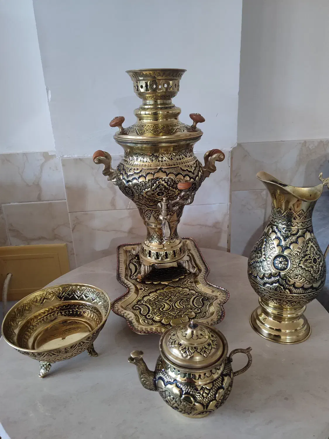 سرویس سماور برنج|قوری، کتری، قهوهساز دستی|شهرکرد, |دیوار