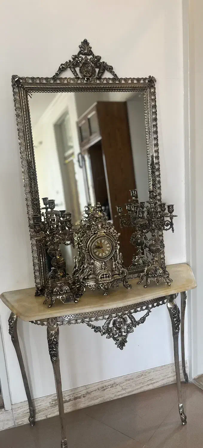 اینه شمعدان برنزی|صنایع دستی و سایر لوازم تزئینی|یزد, |دیوار