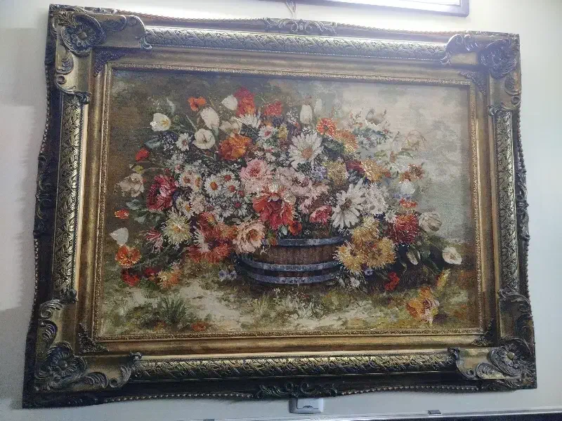 تابلو فرش تبریز دستبافت ابریشم طرح سبد گل|تابلو فرش|تهران, مختاری|دیوار