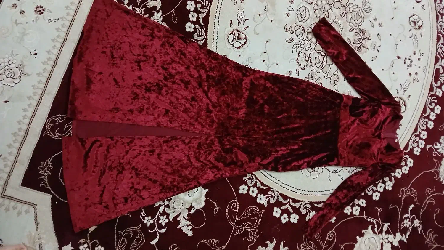 پیراهن مجلسی مخمل زرشکی|لباس|گناباد, |دیوار