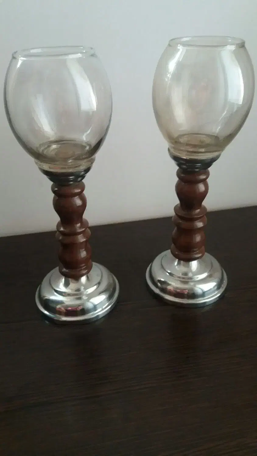 شمعدان های چوبی قدیمی|کلکسیون اشیاء عتیقه|ساری, |دیوار