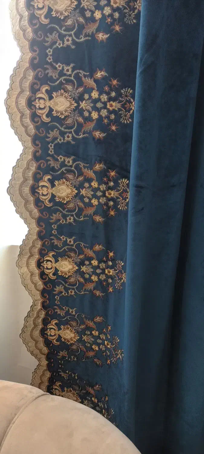 پرده زیر حریر خارجی و رویه مخمل درجه یک|پرده، رانر، رومیزی|تهران, شهرک رضویه|دیوار