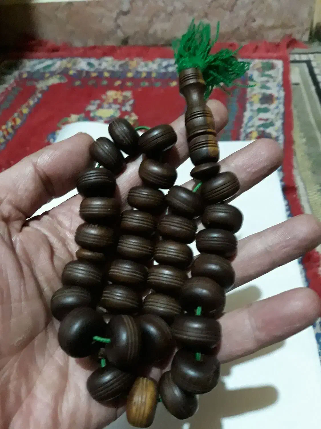 تسبیح شاه مقصود زرد قدیمی وخوش دست|کلکسیون اشیاء عتیقه|ملارد, |دیوار