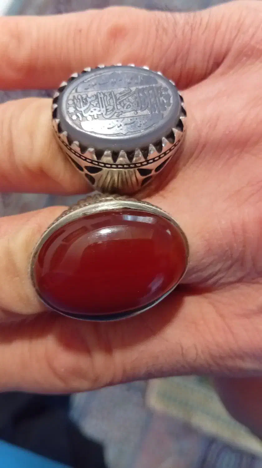 یک جفت انگشترنقره عقیق یمنی سرخ قدمت دار وعقیق آبی|جواهرات|تهران, زعفرانیه|دیوار