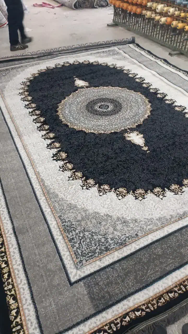 فرش طرح کیانا مشکی طلایی۱۲۰۰شانه|فرش|دوگنبدان, |دیوار