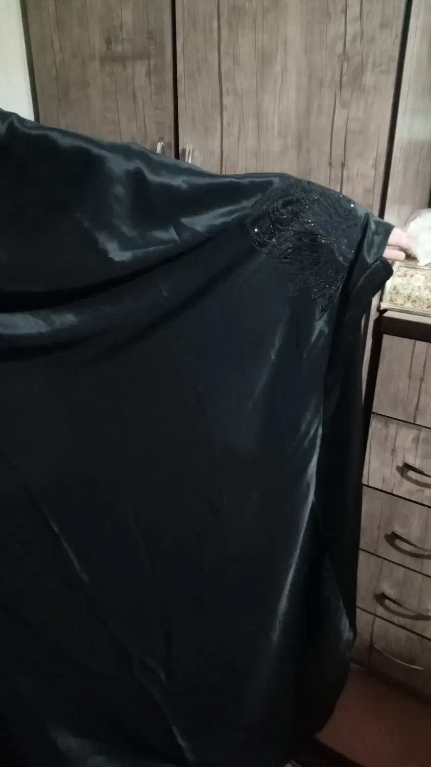 چادر ملی مشکی گلدوزیشده نگین دار|لباس|کرمانشاه, |دیوار