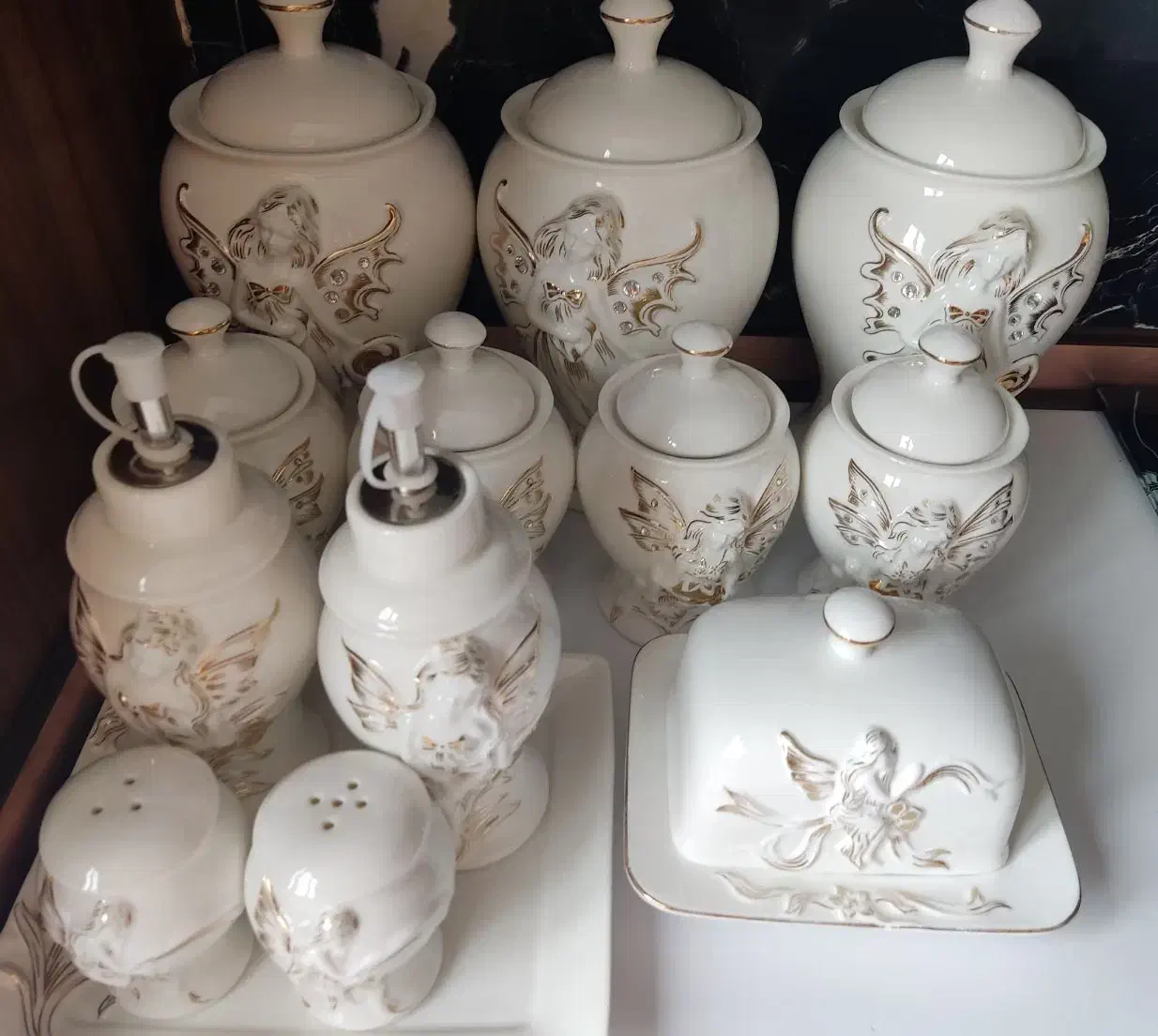 سرویس پاسماری ۱۴پارچه|ظروف سرو و پذیرایی|شازند, |دیوار