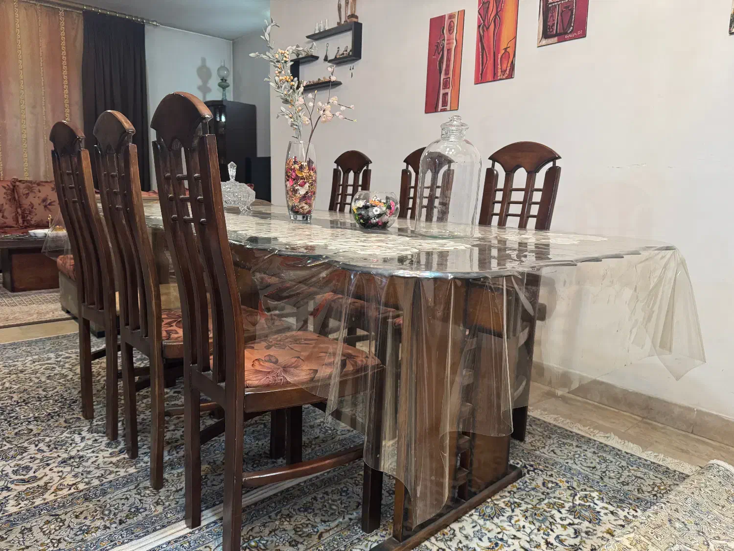 میز نهارخوری چوب هشت نفره|میز و صندلی غذاخوری|فردیس, انبار نفت|دیوار