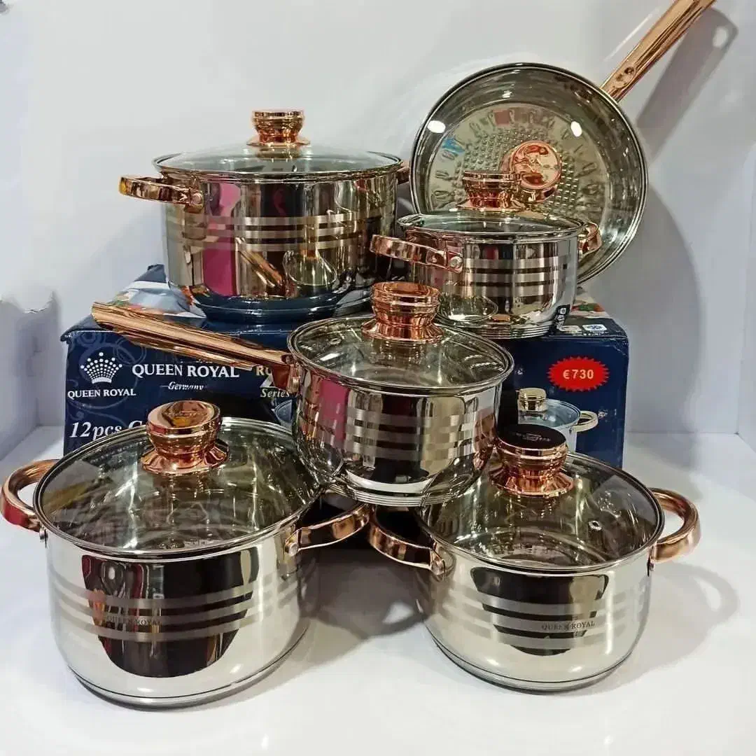 سرویس قابلمه ۱۲ پارچه استیل کویین رویال|ظروف پختوپز|کرمانشاه, |دیوار