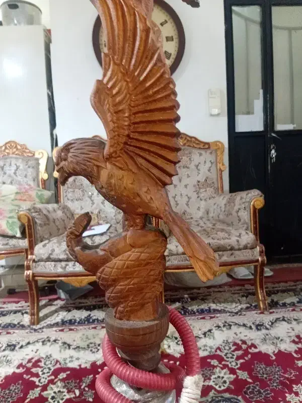 قلیون چوب گردو ۴۰۰ ساله دست ساز|کلکسیون اشیاء عتیقه|هشتگرد, شهرک راه آهن|دیوار