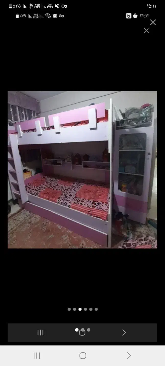 تخت دوطبقه همراه دوبوفه وگمد لباس|تخت و سرویس خواب|تهران, سردارجنگل|دیوار