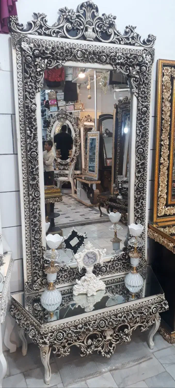 آیینه شمعدان تاج دار عروس شیک|صنایع دستی و سایر لوازم تزئینی|کرمان, |دیوار