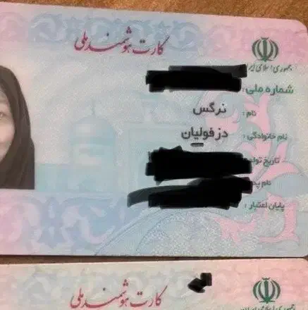 کارت ملی نرگس دزفولیان و مدارک|اشیا|همدان, |دیوار