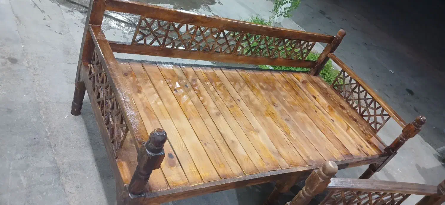 تخت چوبی سنتی شاهنشین|تخت و سرویس خواب|بهبهان, |دیوار