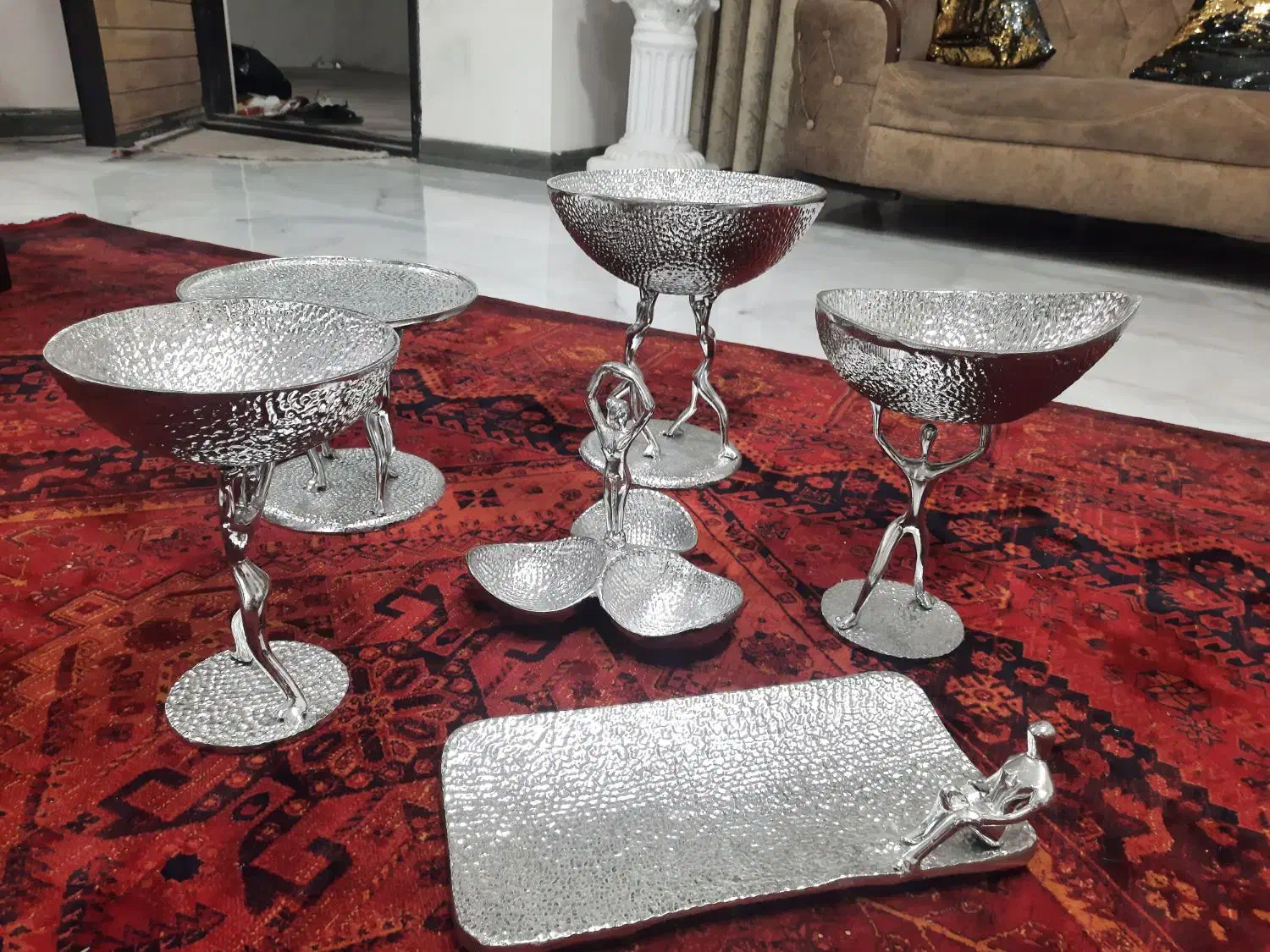 ست پذیرایی نقره ای|ظروف سرو و پذیرایی|دوگنبدان, |دیوار