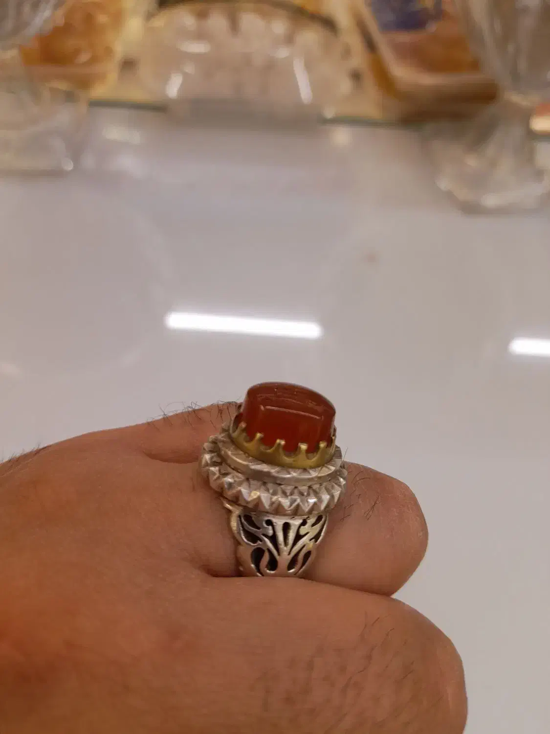 انگشتر نقره با نگین عقیق یمن|جواهرات|مشهد, سپاد|دیوار