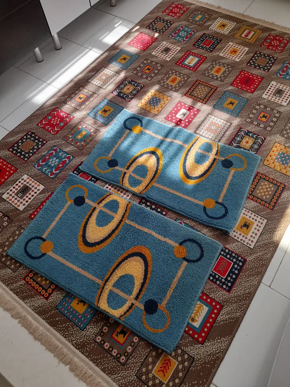 گلیم فرش به همراه دو عدد پادری|گلیم، جاجیم، گبه|کهریزک, |دیوار