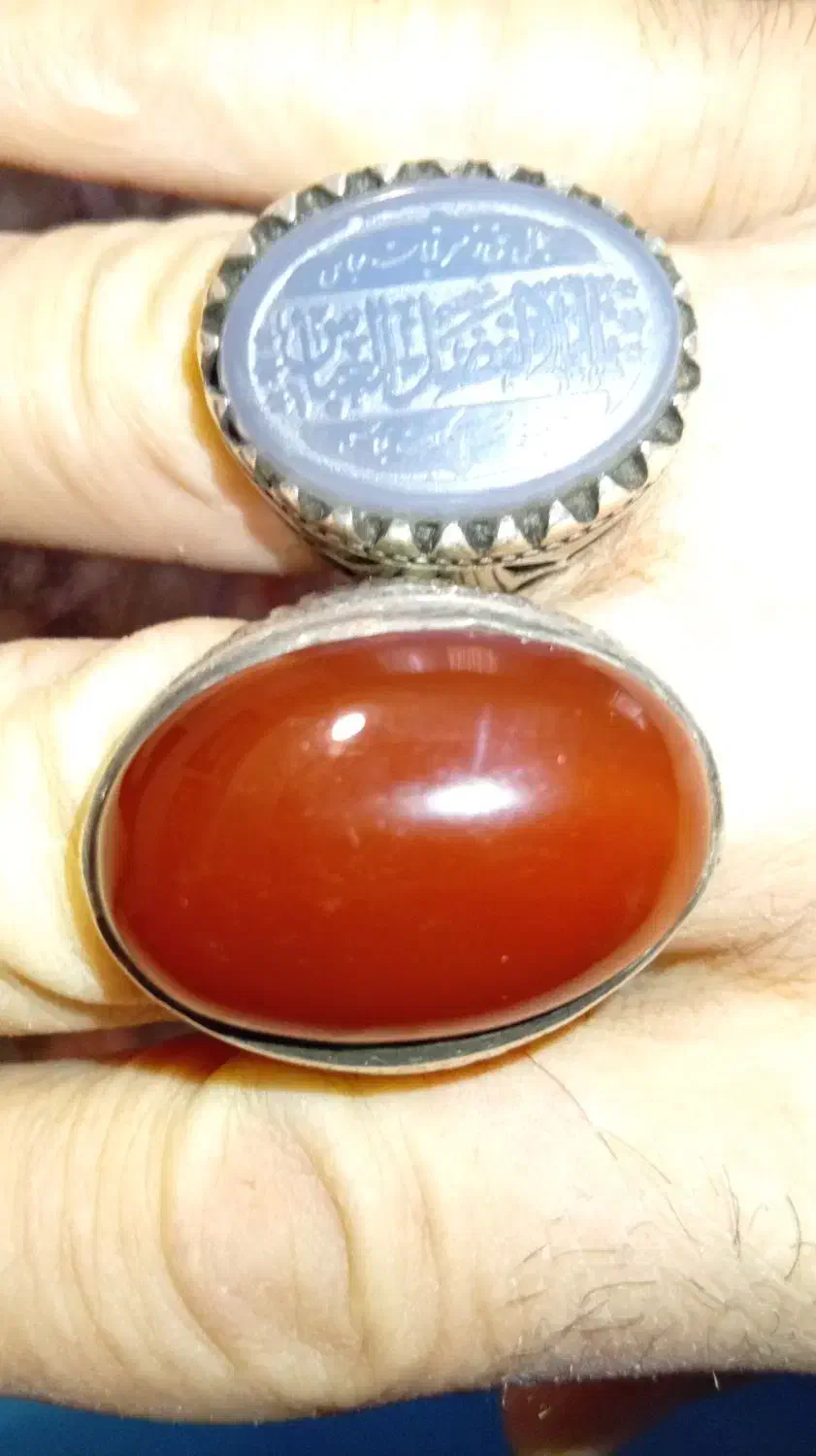 یک جفت انگشترنقره عقیق یمنی سرخ قدمت دار وعقیق آبی|جواهرات|تهران, زعفرانیه|دیوار