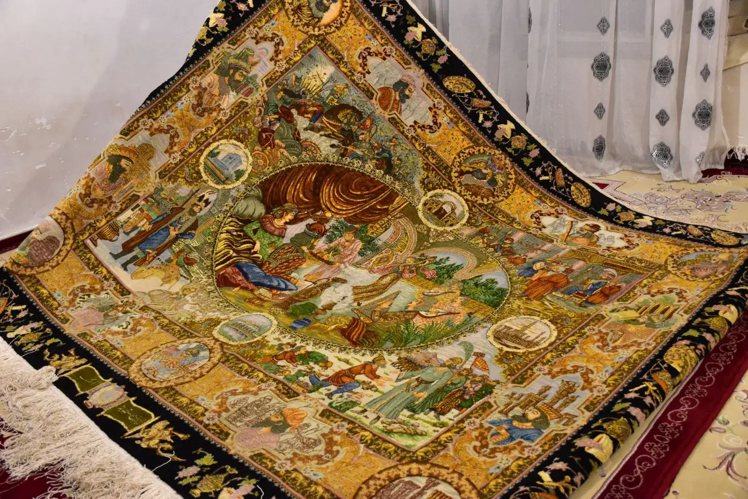 فروش تابلو فرش بزم خسروپرویز|تابلو فرش|کنگاور, |دیوار