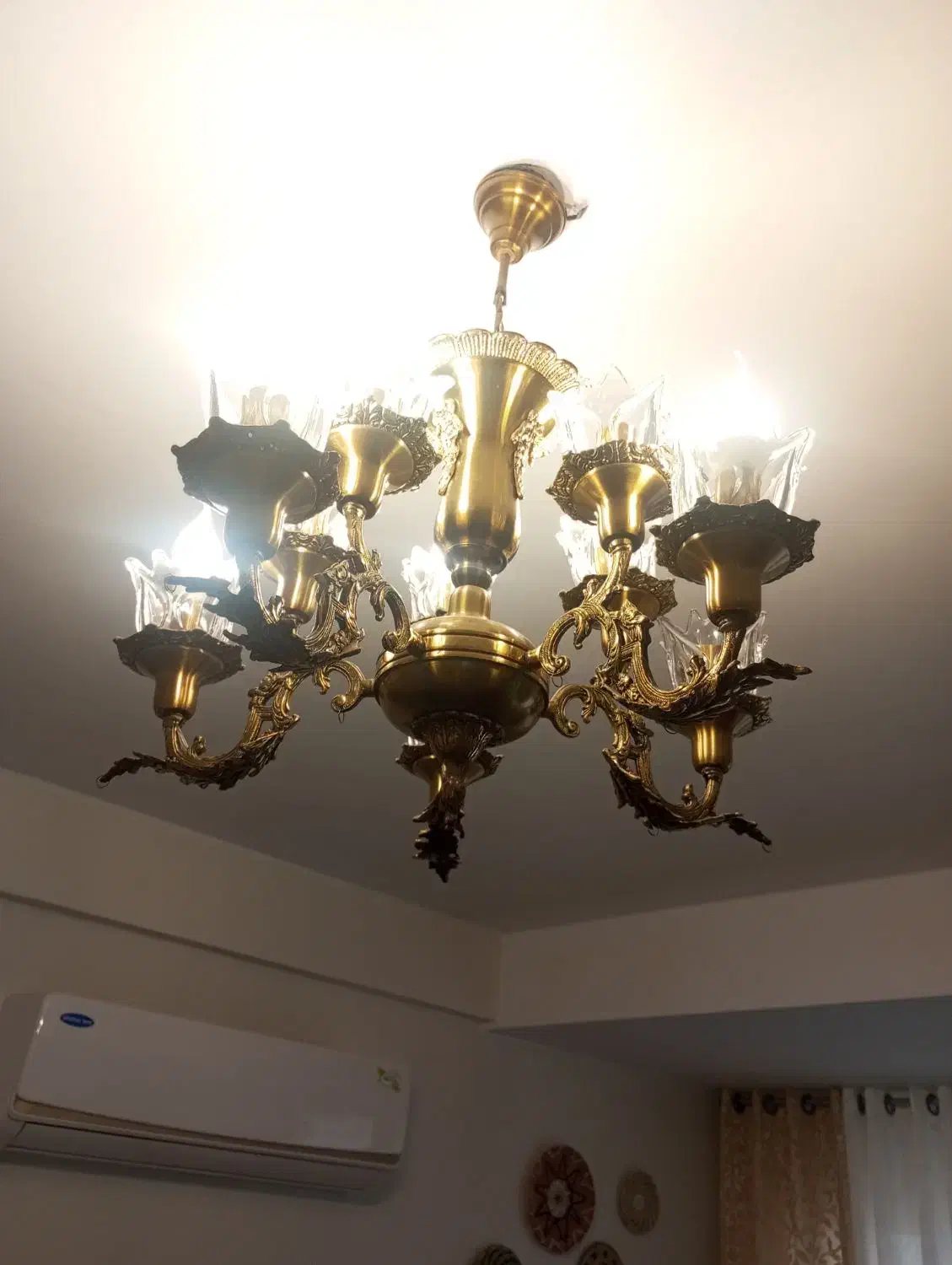 لوستر پنج شاخه برنج|لوستر و چراغ آویز|فردیس, شهرک ناز|دیوار