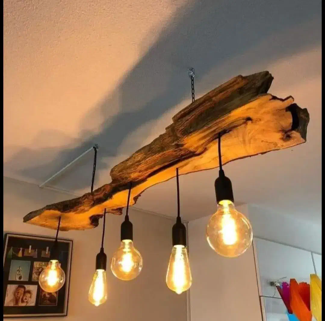 اویز سقفی چوبی روستیک|لوستر و چراغ آویز|محمدیه-قزوین, |دیوار