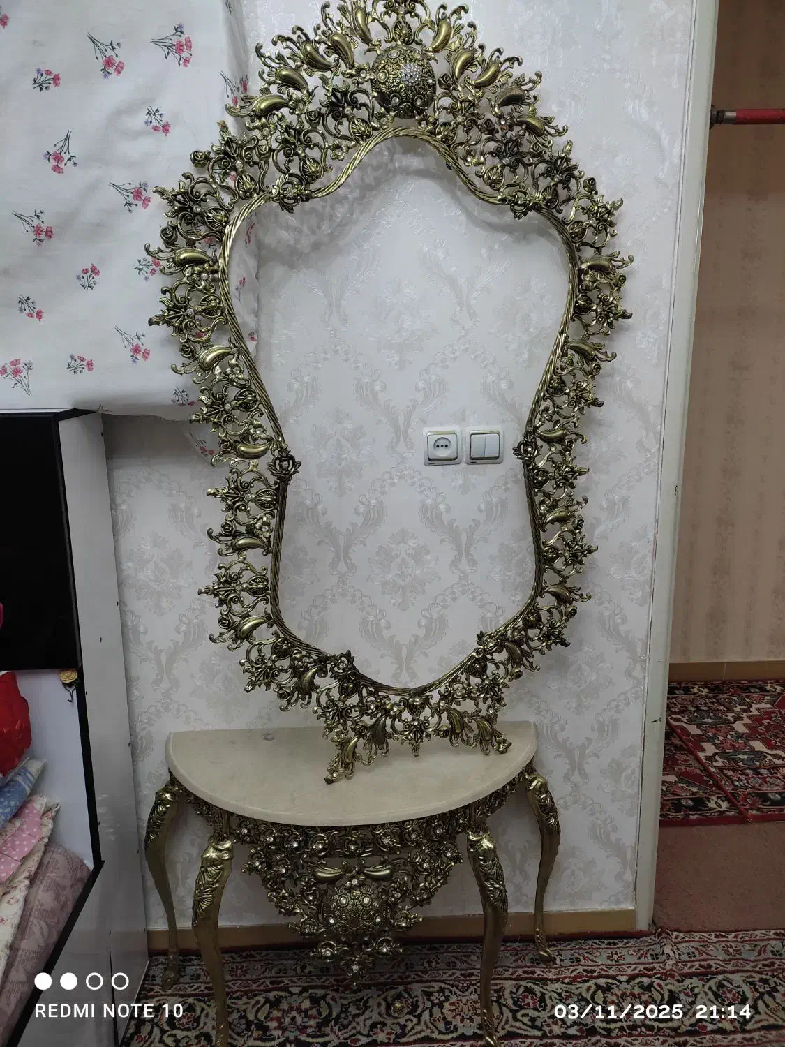 آینه طرح برنز|بوفه، ویترین، کنسول|مراغه, |دیوار