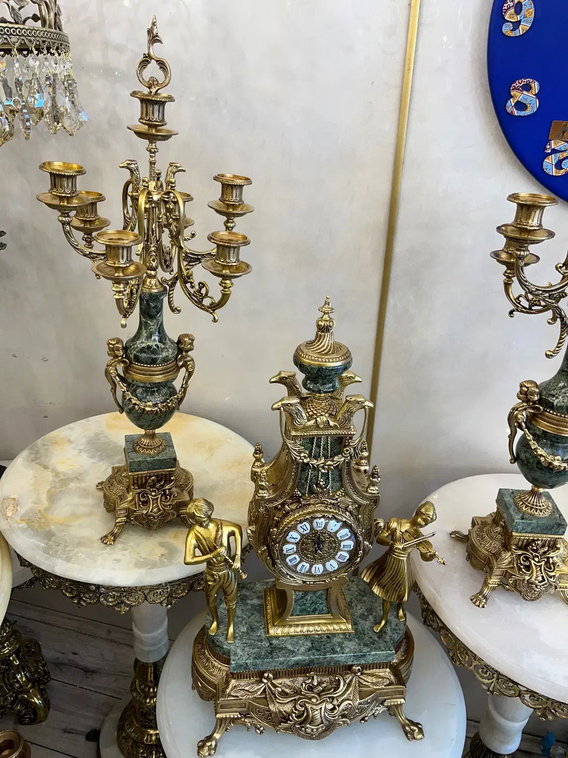 ساعت وشمعدان تمام برنز قالب اصلی پتینه انتیک|کلکسیون اشیاء عتیقه|تهران, پارک شهر|دیوار