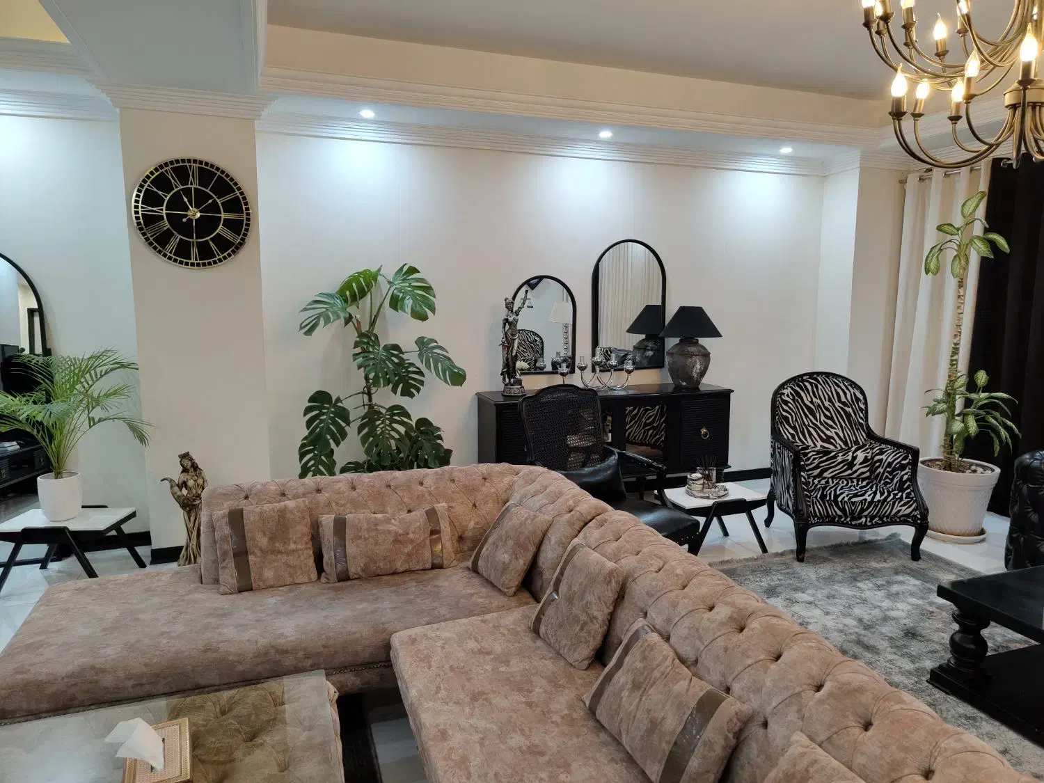 مبل ال راحتی چستر،نسکافه ای با پاف وسط|مبلمان خانگی و میز عسلی|ری, اقدسیه|دیوار