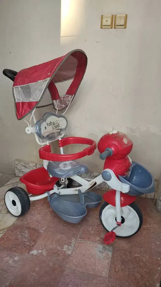 سه چرخه حمل کودک بیبی لند طرح فضانورد|دوچرخه، اسکیت، اسکوتر|مشهد, سرافرازان|دیوار