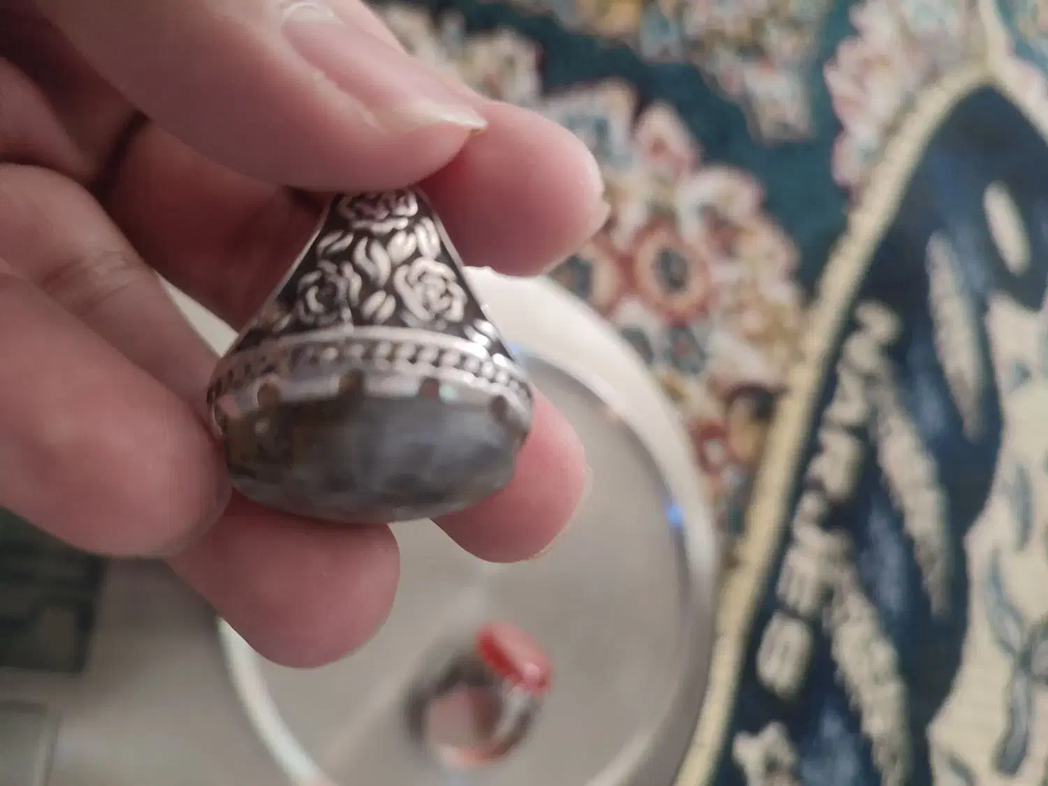 دو عدد انگشت نقره عقیق سلیمانی و یمنی اصل|جواهرات|خرم‌آباد, |دیوار