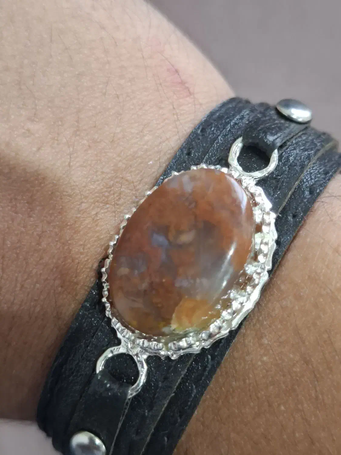 دستبند عقیق شجر پاییزی چرم طبیعی|جواهرات|تهران, خانی آباد نو شمالی|دیوار